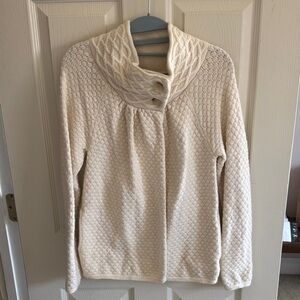 LOFT Cream Textured Cowl Neck Sweater